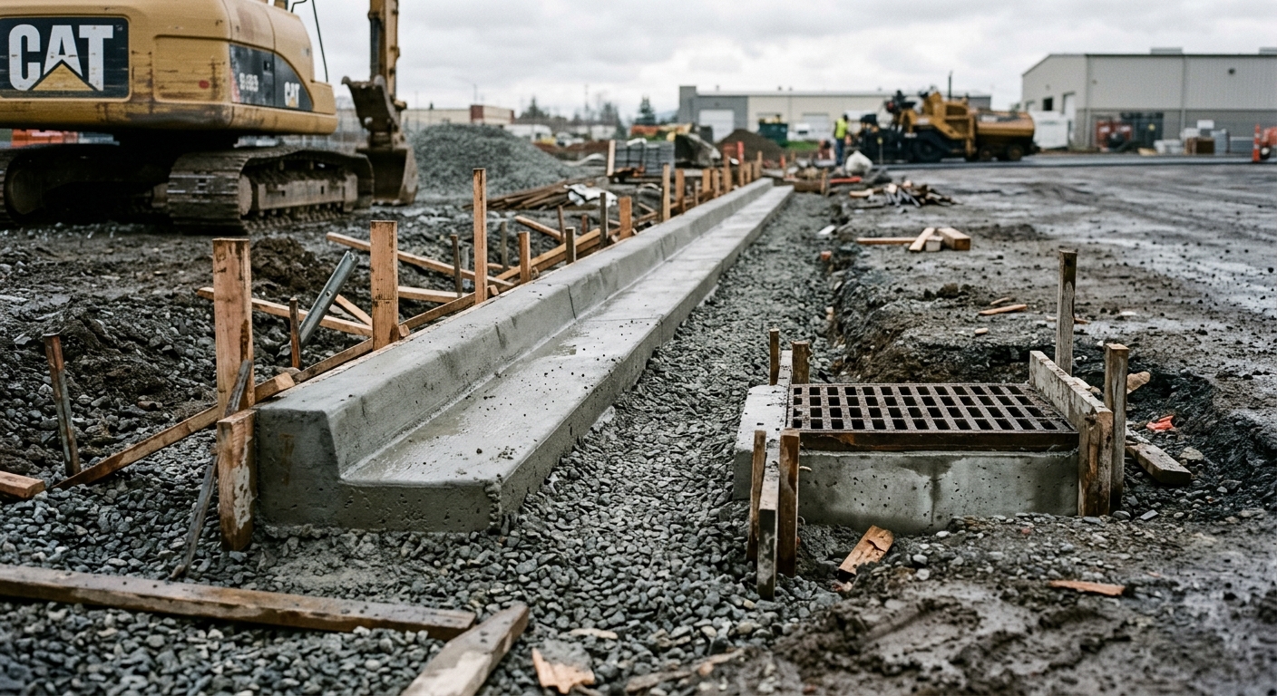 Curb & drainage by Belmont Concrete Co.