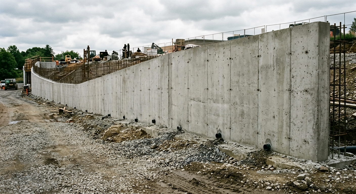 Retaining wall by Belmont Concrete Co.