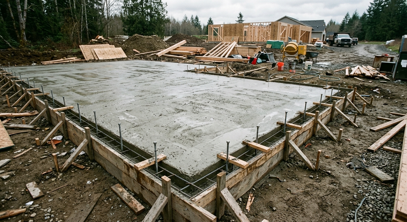 Poured foundation by Belmont Concrete Co.