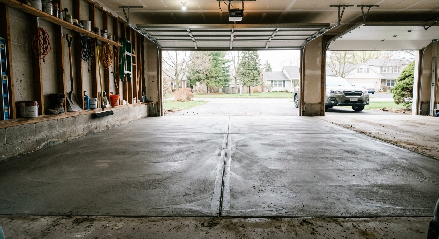 Garage floor by Belmont Concrete Co.