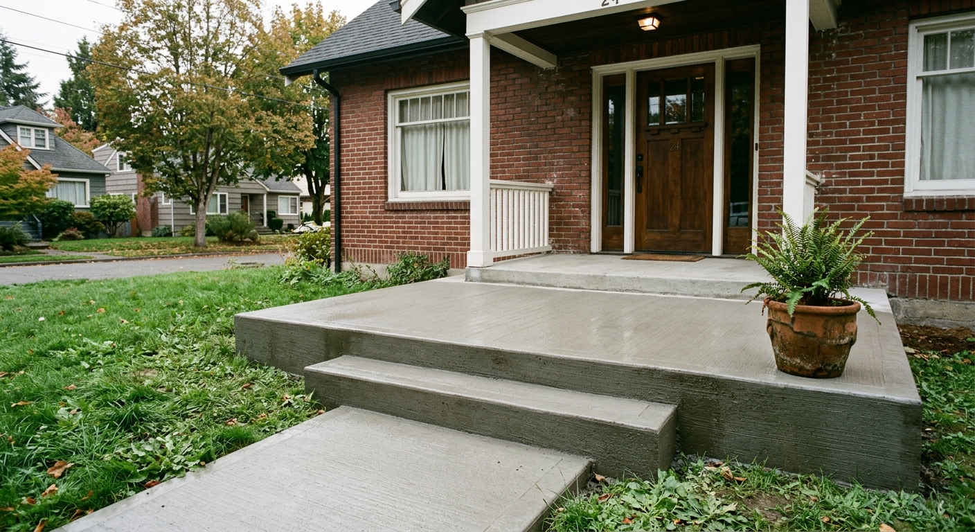 Porch & steps by Belmont Concrete Co.