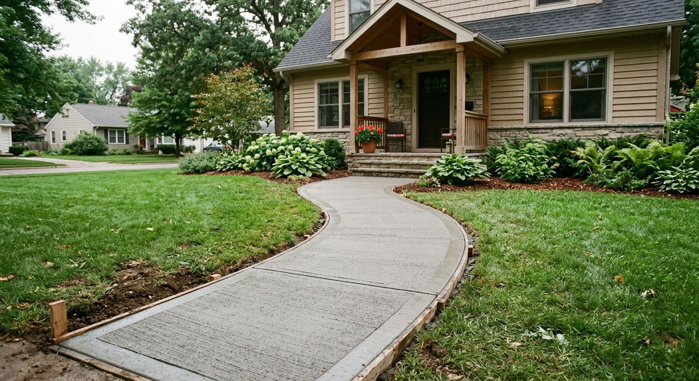 Front walkway by Belmont Concrete Co.